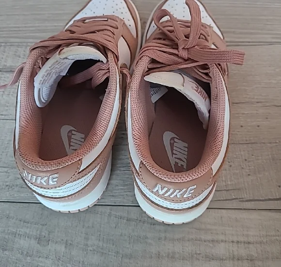 Nike Women's Dunks, Blush and White Sneakers - Picture 4 of 8